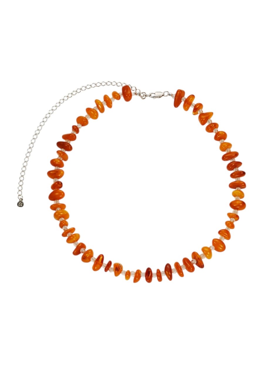 Колье с янтарем и горным хрусталем